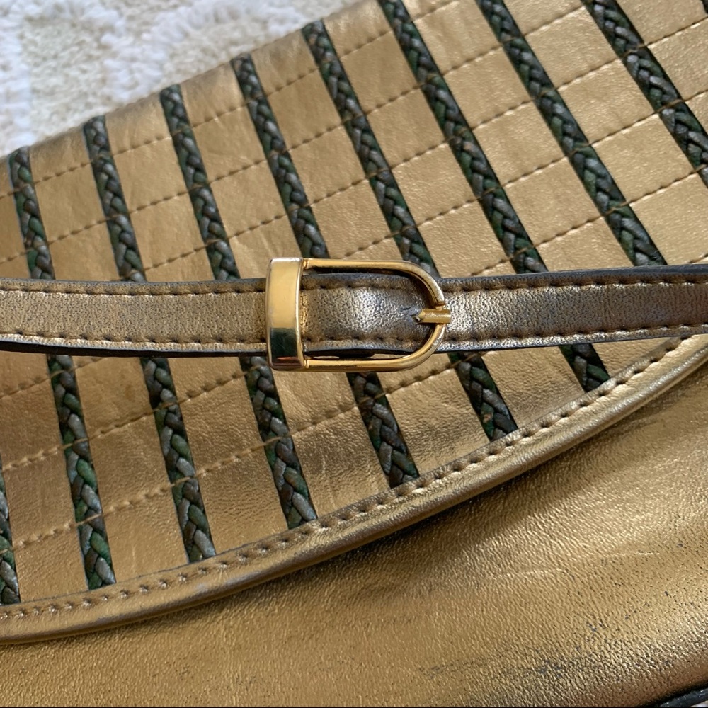 Vintage Gold & Green Braided Handbag Purse Pocketbook - Picture 4 of 15